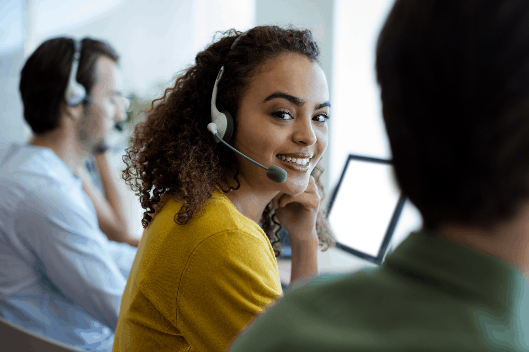 Woman with headset